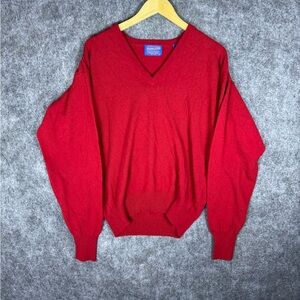 Pendleton Sweater Men’s M Red V-Neck 100% Virgin Lambswool Made in USA Classic